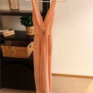 Sleeveless Peach Knot-Front Jumpsuit